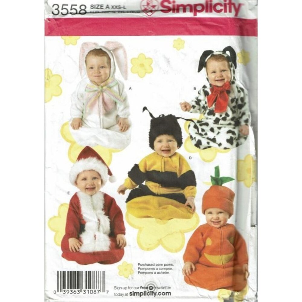 Simplicity Sewing Pattern 3558 Bunting Hats Infants Size‎ S-L